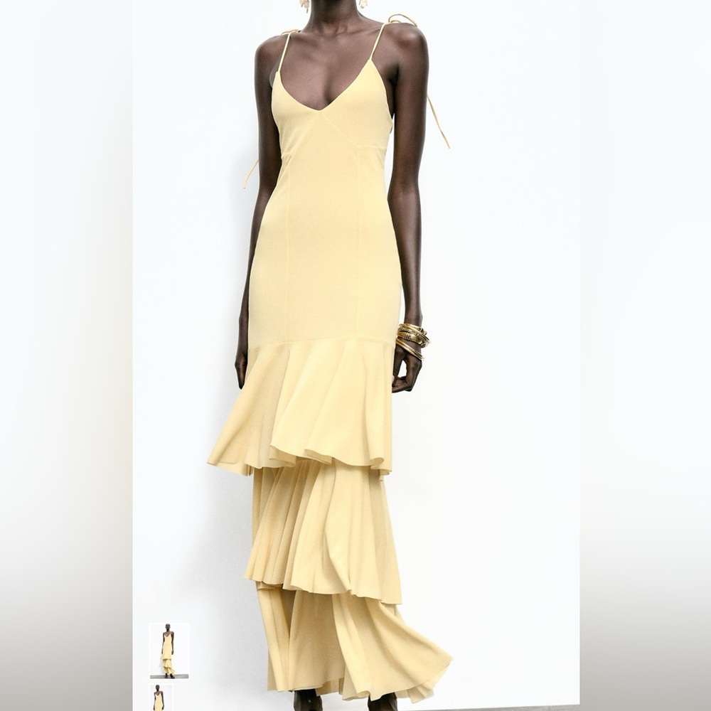 Zara Yellow High Low Ruffle Dress